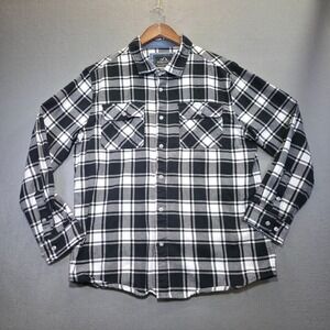 Outdoor Jacket‎ Men's Black Plaid Long Sleeve Button Up Flannel Size Large